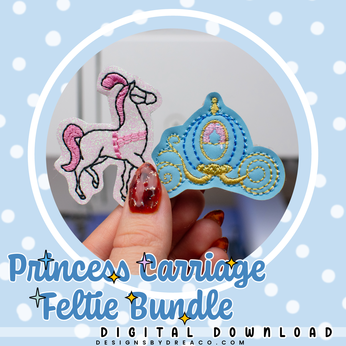 Princess Carriage Feltie Embroidery Design Set