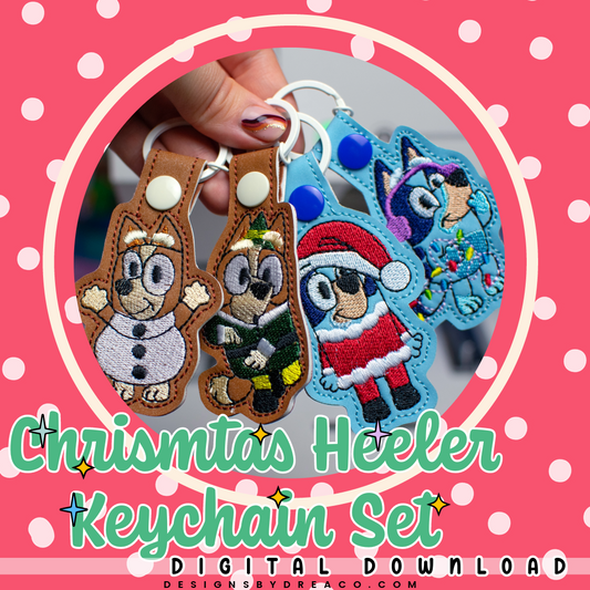 Christmas Heeler Keychain Embroidery Design Set