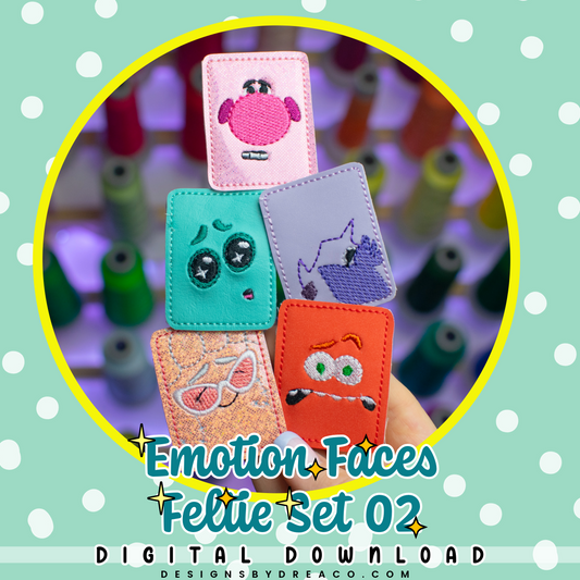 Emotion Faces Feltie Embroidery Design Set 02