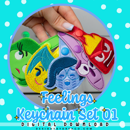 Feelings Keychain Embroidery Design Set 01