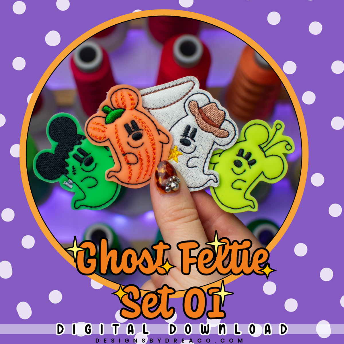 Ghost Feltie Embroidery Design Set 01