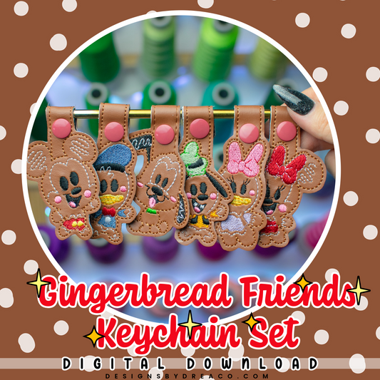 Gingerbread Friends Keychain Embroidery Design Set