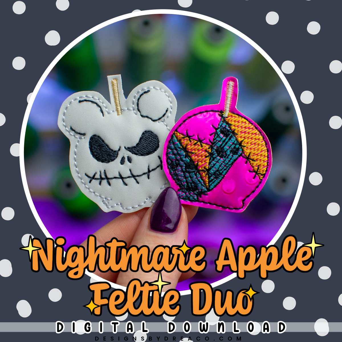 Nightmare Apples Feltie Embroidery Design Duo