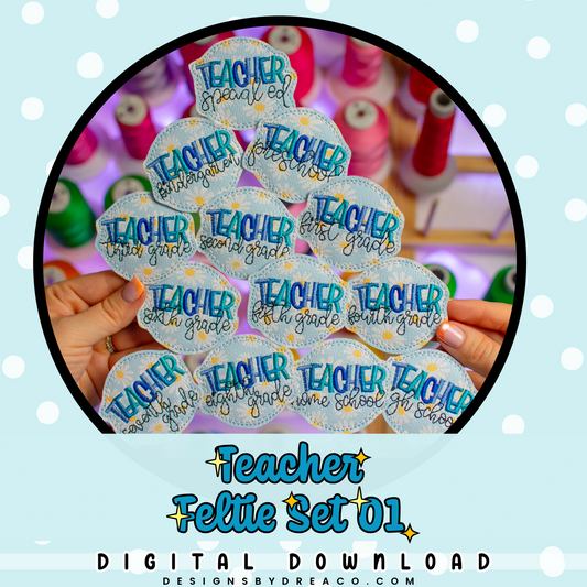 Teacher Feltie Embroidery Design Set 01