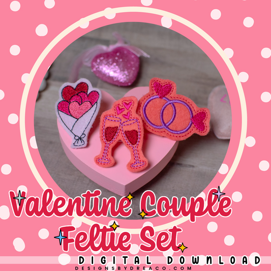 Valentine Couple Feltie Embroidery Design Set