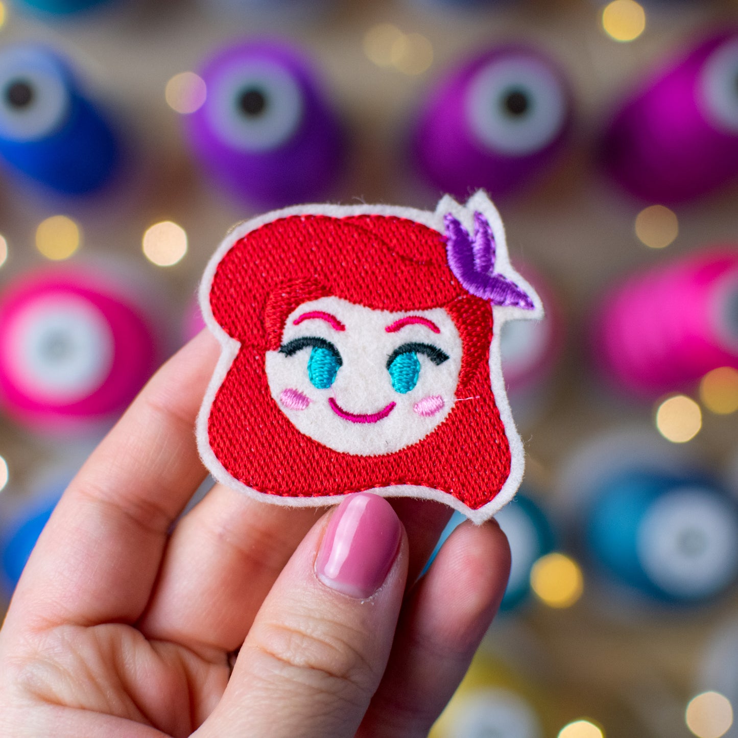 Red Haired Mermaid Embroidery Design