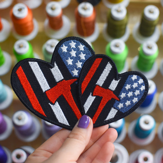 Firefighter Heart Patch Embroidery Design