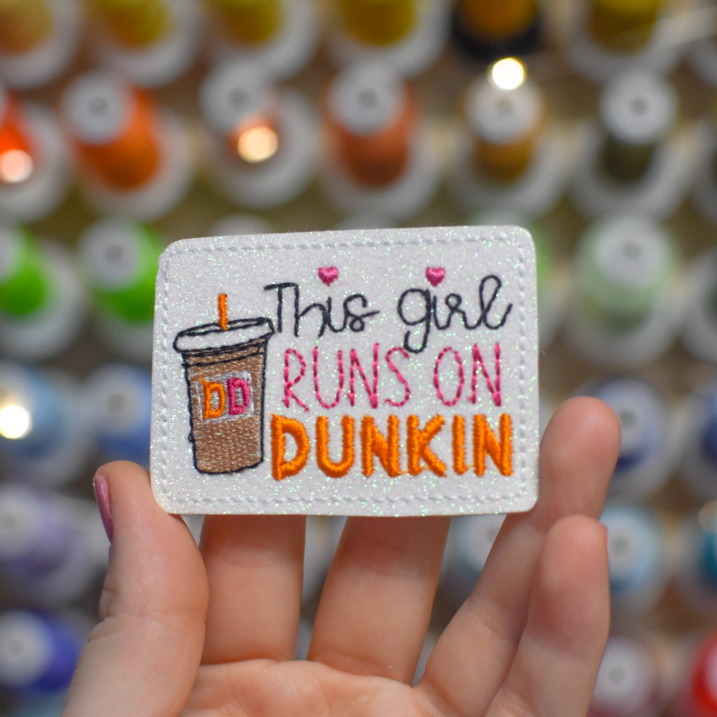 This Girl Runs on Dunkin Embroidery Design