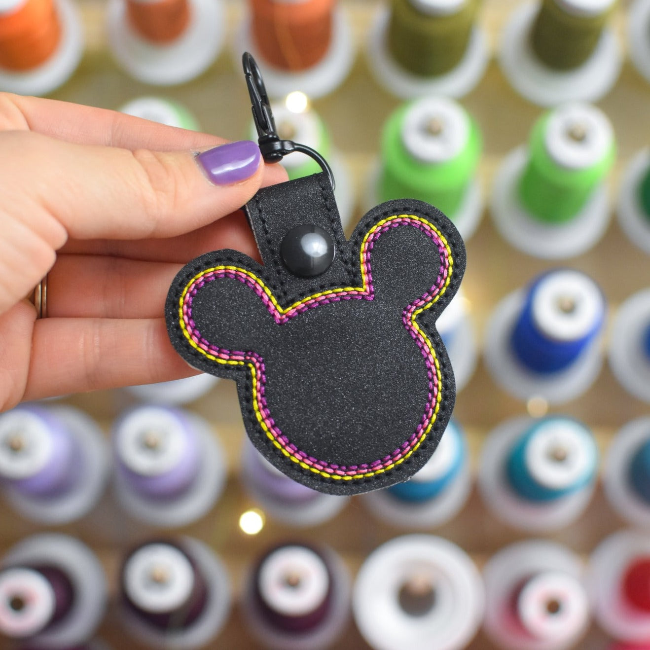 Tricolored Mouse Head Keychain Embroidery Design