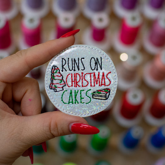 Runs on Christmas Cakes Embroidery Design