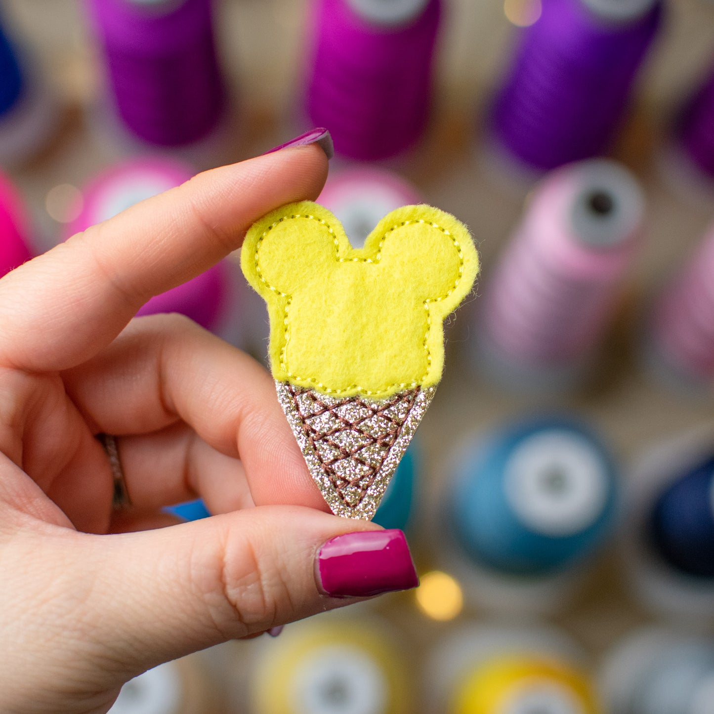 Mouse Ice Cream Cone Embroidery Design