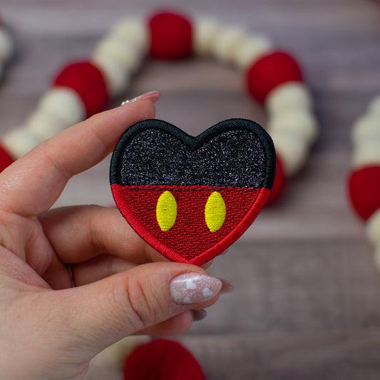 Button Heart Iron On Patch