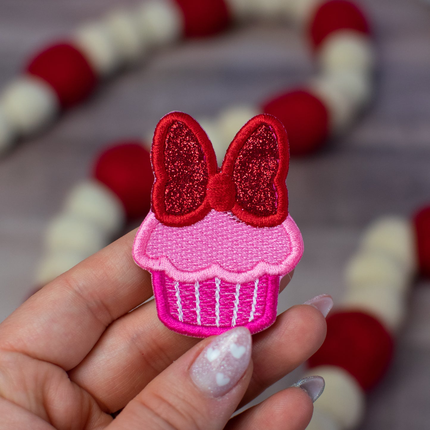 Bow Cupcake Iron On Patch