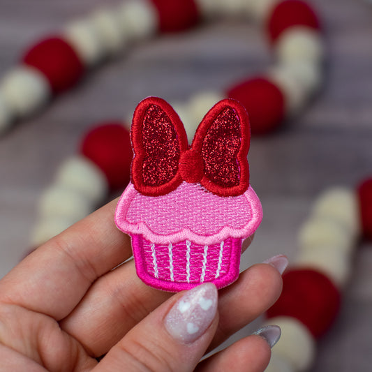 Bow Cupcake Iron On Patch