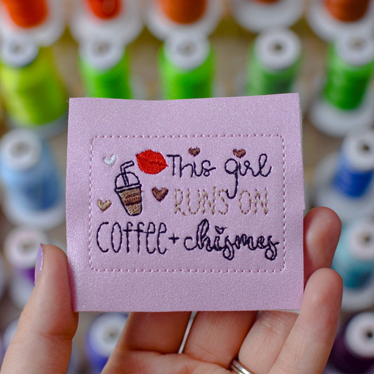 Runs on Coffee y Chismes Embroidery Design