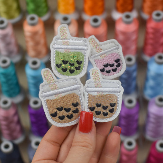 Bubble Heart Tea Feltie Embroidery Design