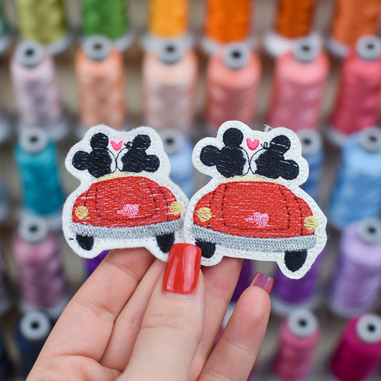 Mouse Car Ride Feltie Embroidery Design