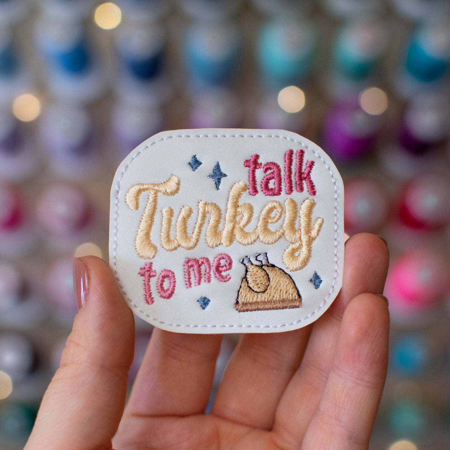 Talk turkey to me thanksgiving feltie embroidery design