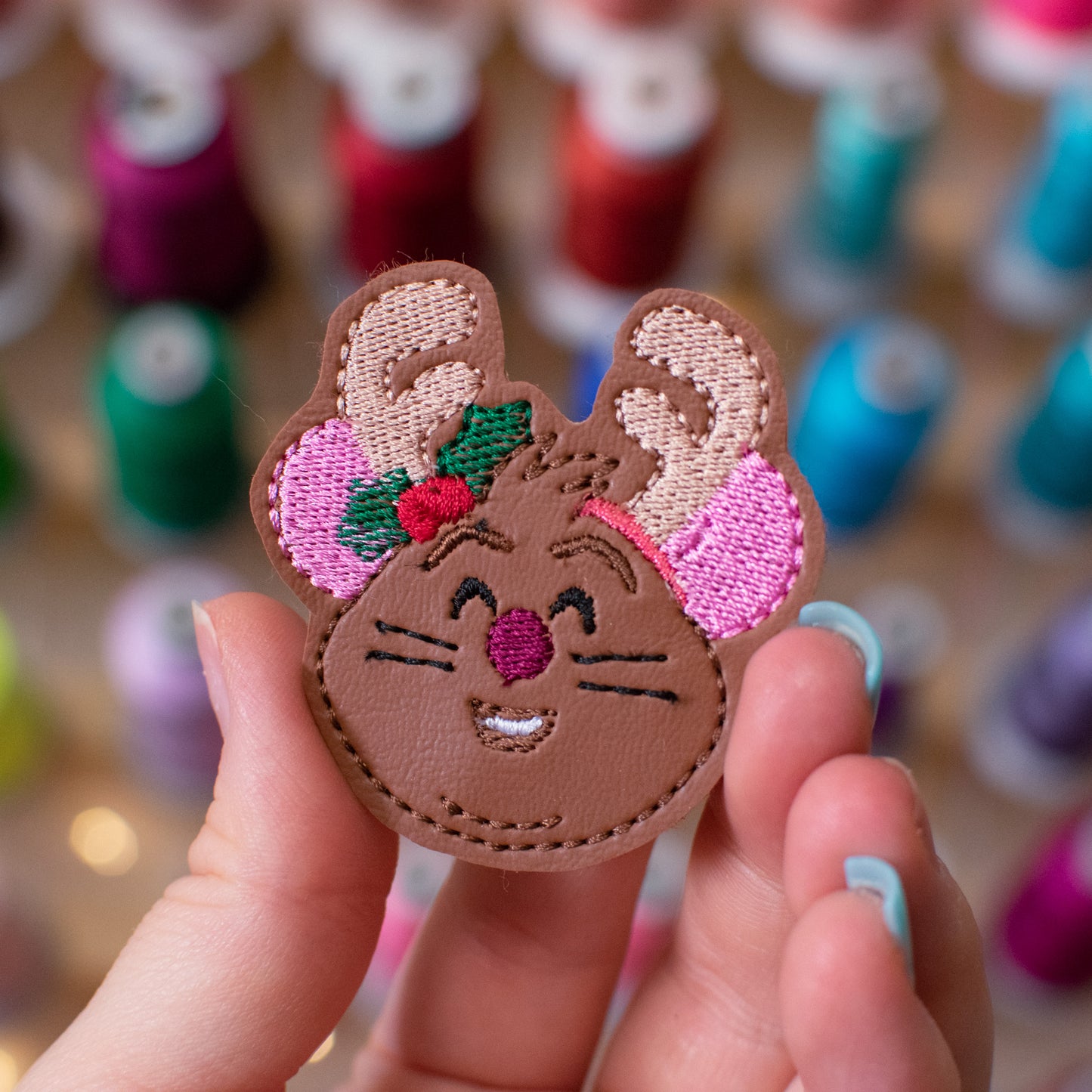 Reindeer Mouse Feltie Embroidery Design