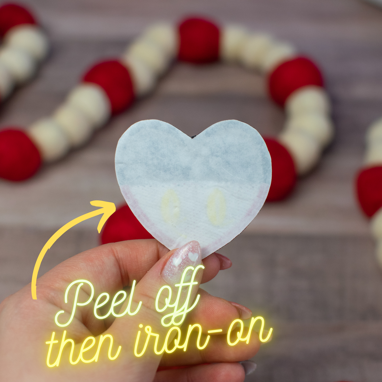 Button Heart Iron On Patch