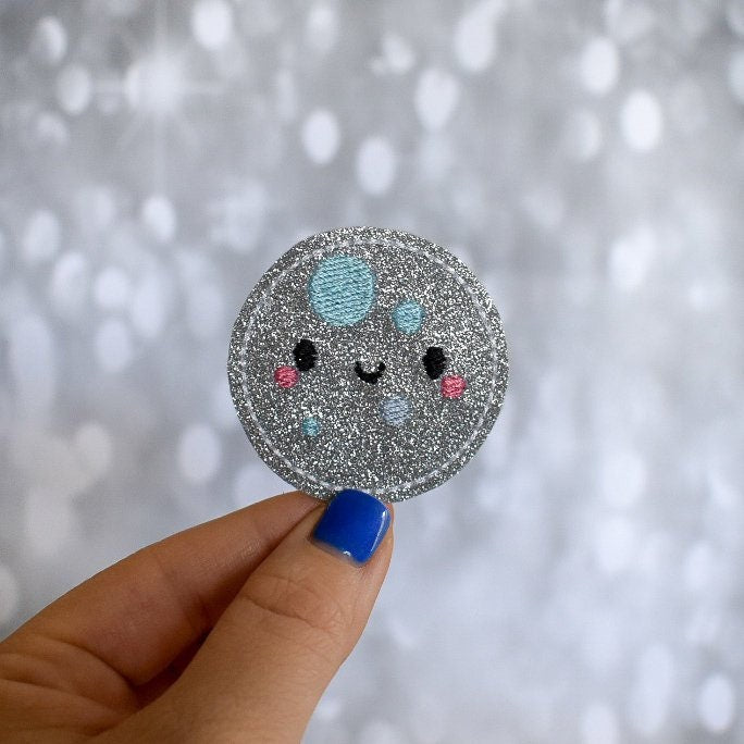 Kawaii Moon Feltie Embroidery Design