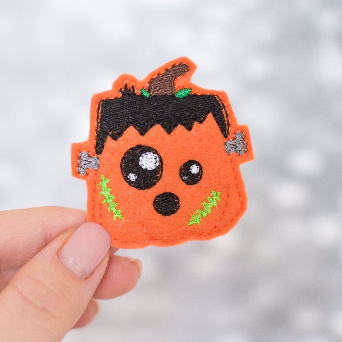 Frankenstein Pumpkin Feltie Embroidery Design