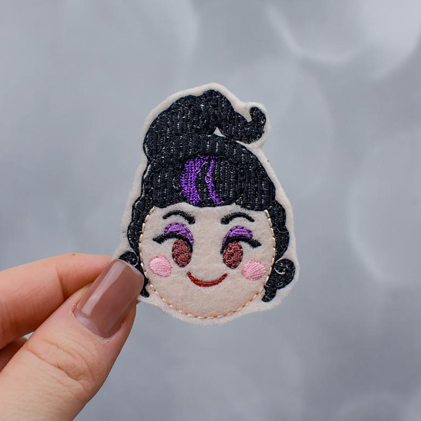 Black Haired Witch Feltie Embroidery Design