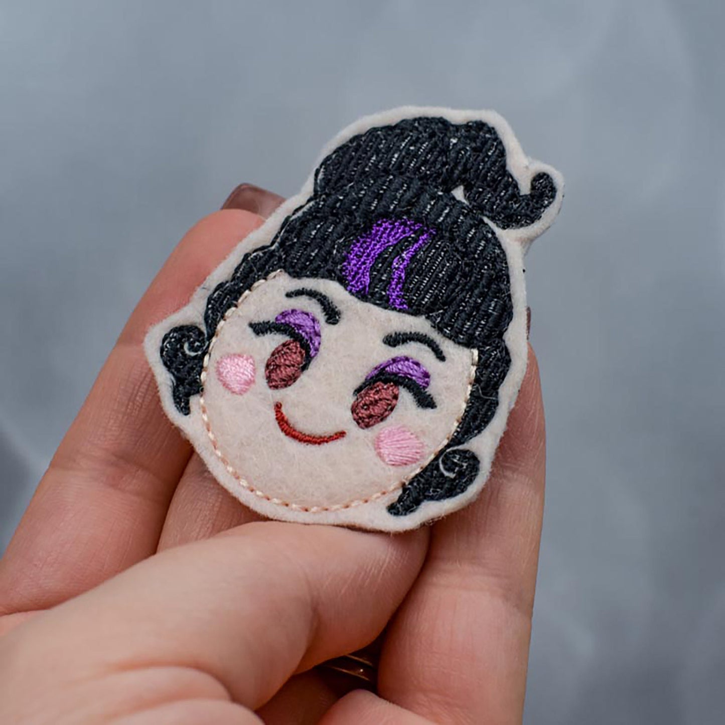 Black Haired Witch Feltie Embroidery Design