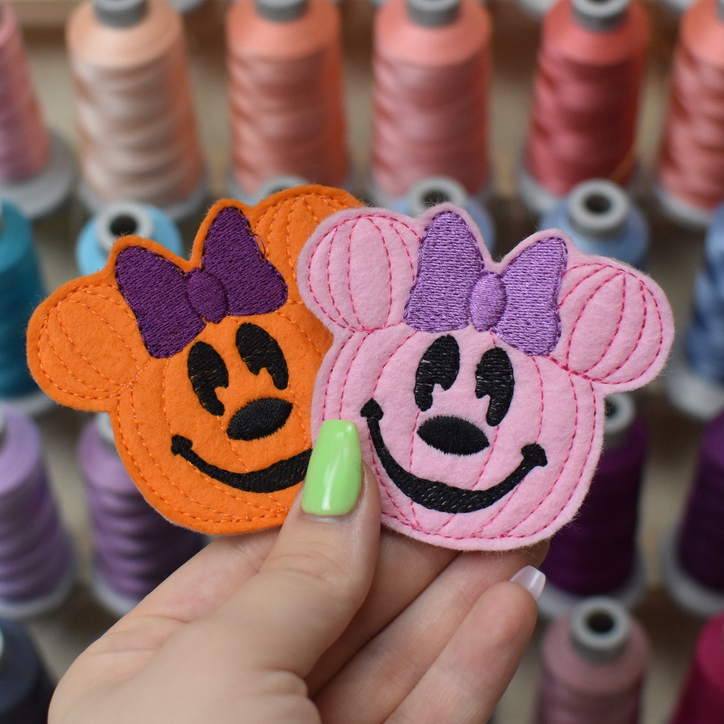 Pumpkin Bow Mouse Feltie Embroidery Design