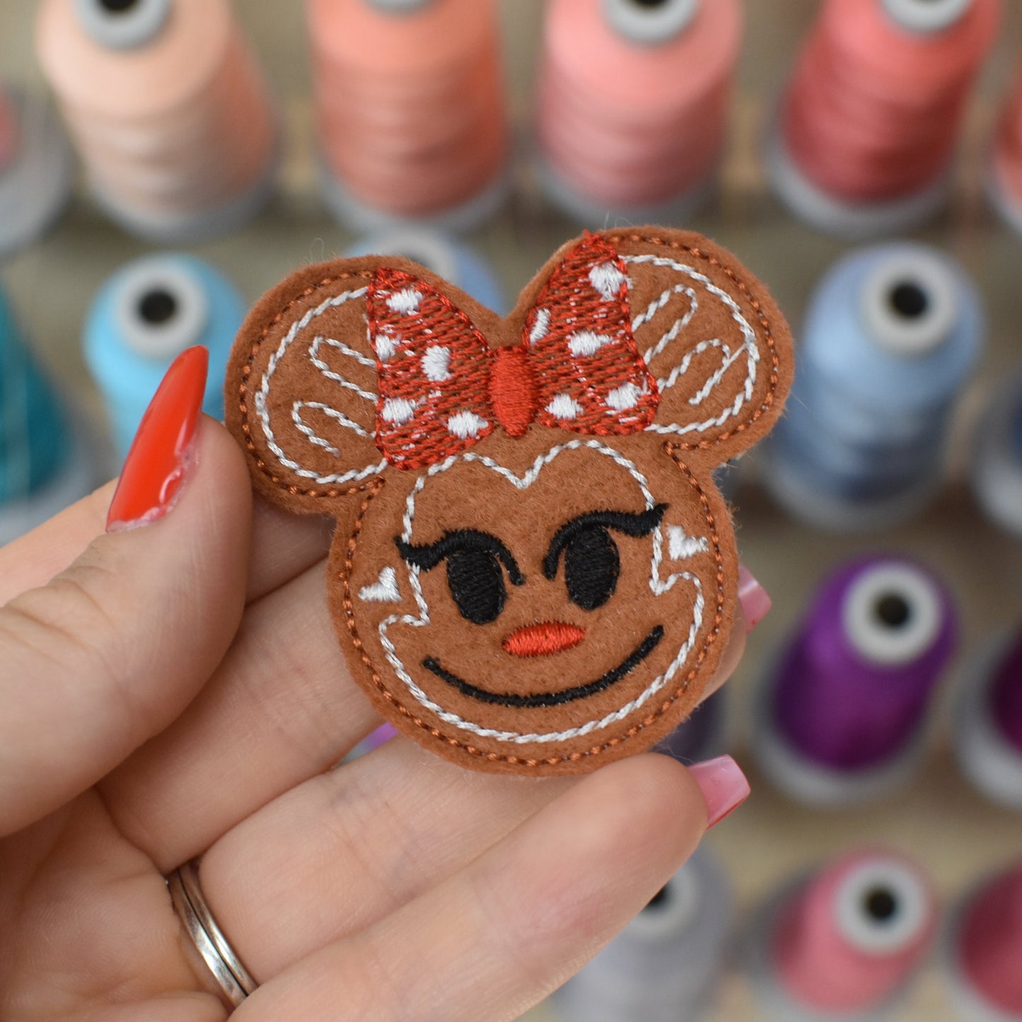 Gingerbread Girl Mouse Feltie Embroidery Design