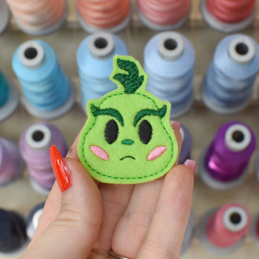 Grumpy Baby Green Feltie Embroidery Design